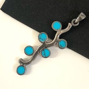 Vintage Sterling Silver .925 Turquoise Pendant
